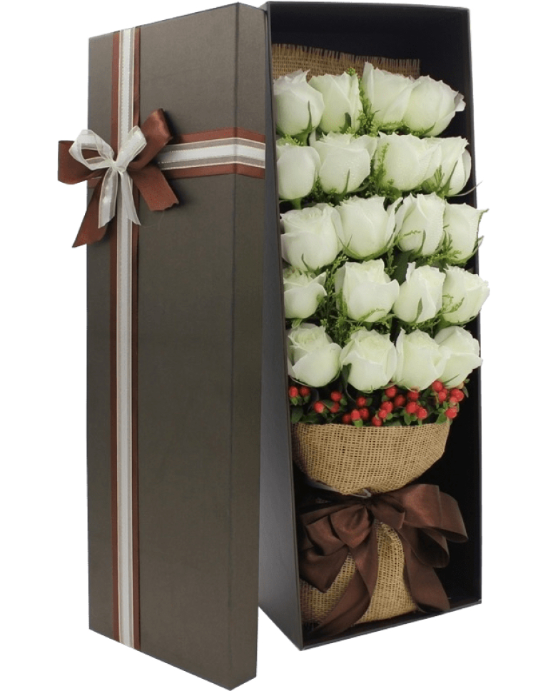 20 White Roses in Luxury Boxa